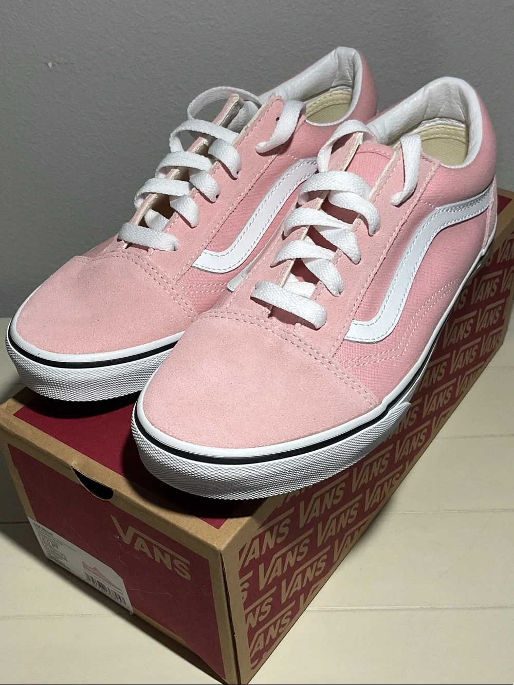 Vans Old Skool Pink and White Suede Sneakers